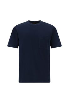 Koyu Lacivert Bisiklet Yaka Regular Fit Nak??l? Pamuk T-shirt-Abdullah Ki??l?