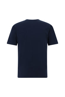 Koyu Lacivert Bisiklet Yaka Regular Fit Nakışlı Pamuk T-shirt