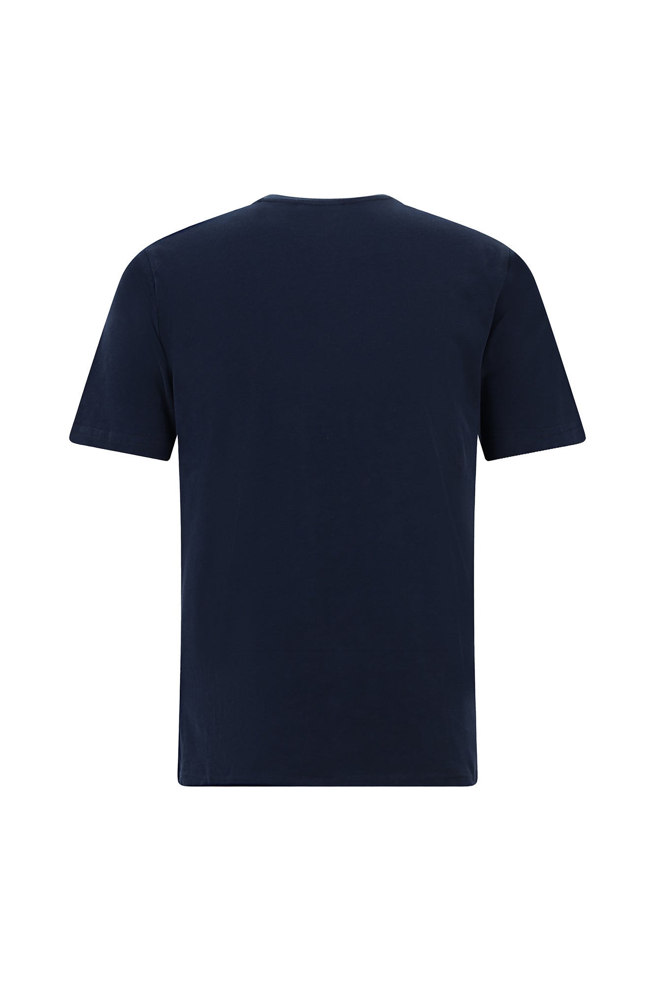Koyu Lacivert Bisiklet Yaka Regular Fit Nakışlı Pamuk T-shirt