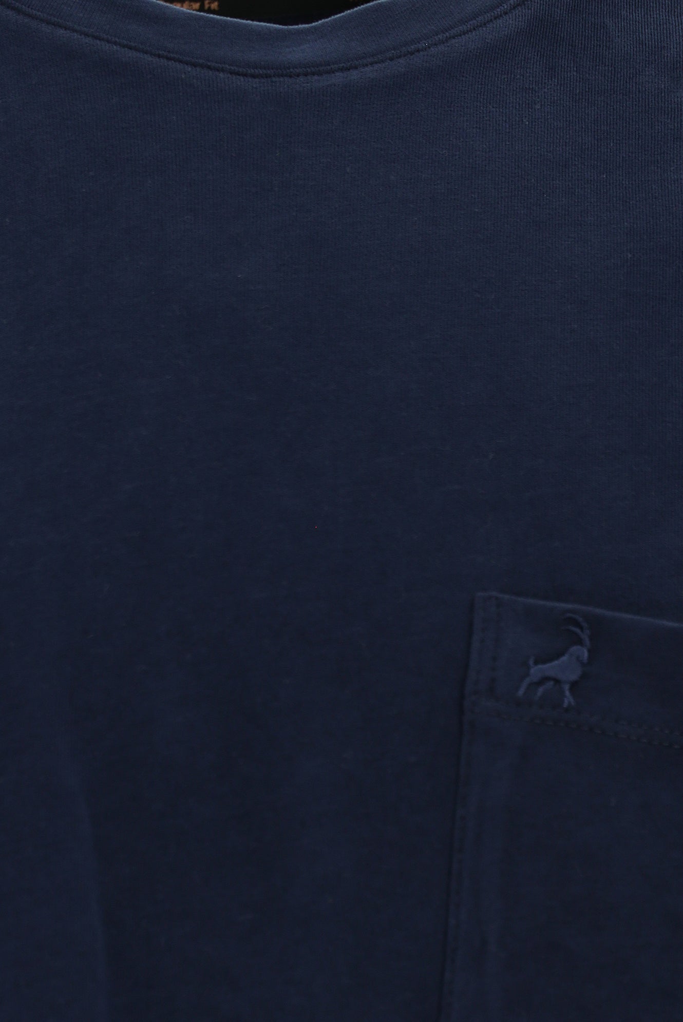 Koyu Lacivert Bisiklet Yaka Regular Fit Nakışlı Pamuk T-shirt