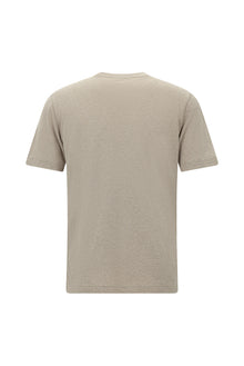 Orta Bej Bisiklet Yaka Regular Fit Nak??l? Pamuk T-shirt-Abdullah Ki??l?