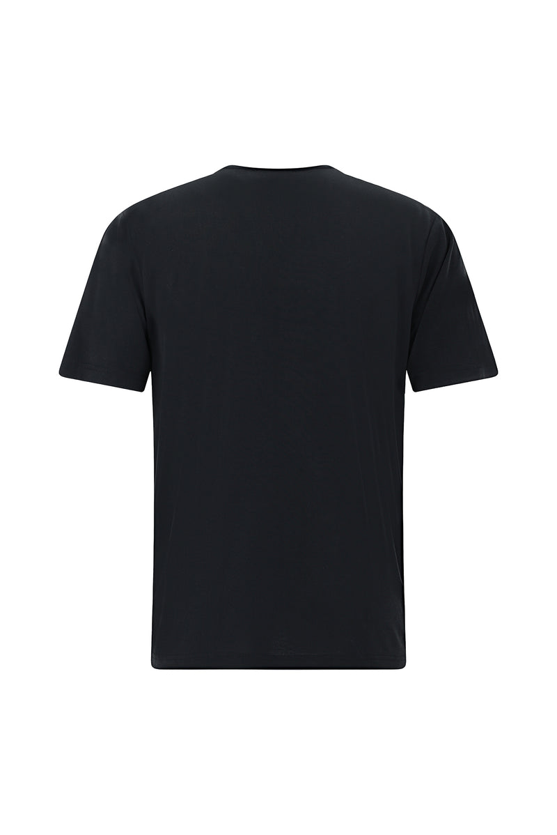 Siyah Bisiklet Yaka Oversize Bask?l? T-shirt-Abdullah Ki??l?
