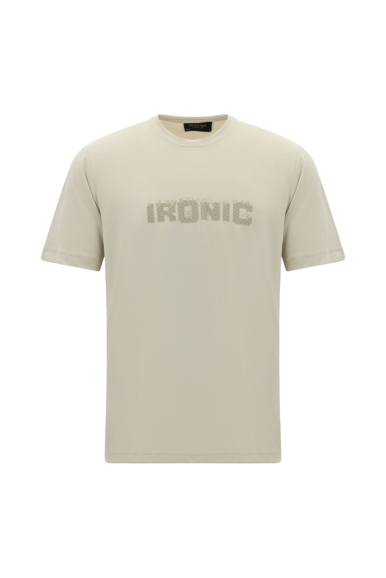 Açık Bej Bisiklet Yaka Oversize Baskılı T-shirt