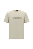 Açık Bej Bisiklet Yaka Oversize Baskılı T-shirt