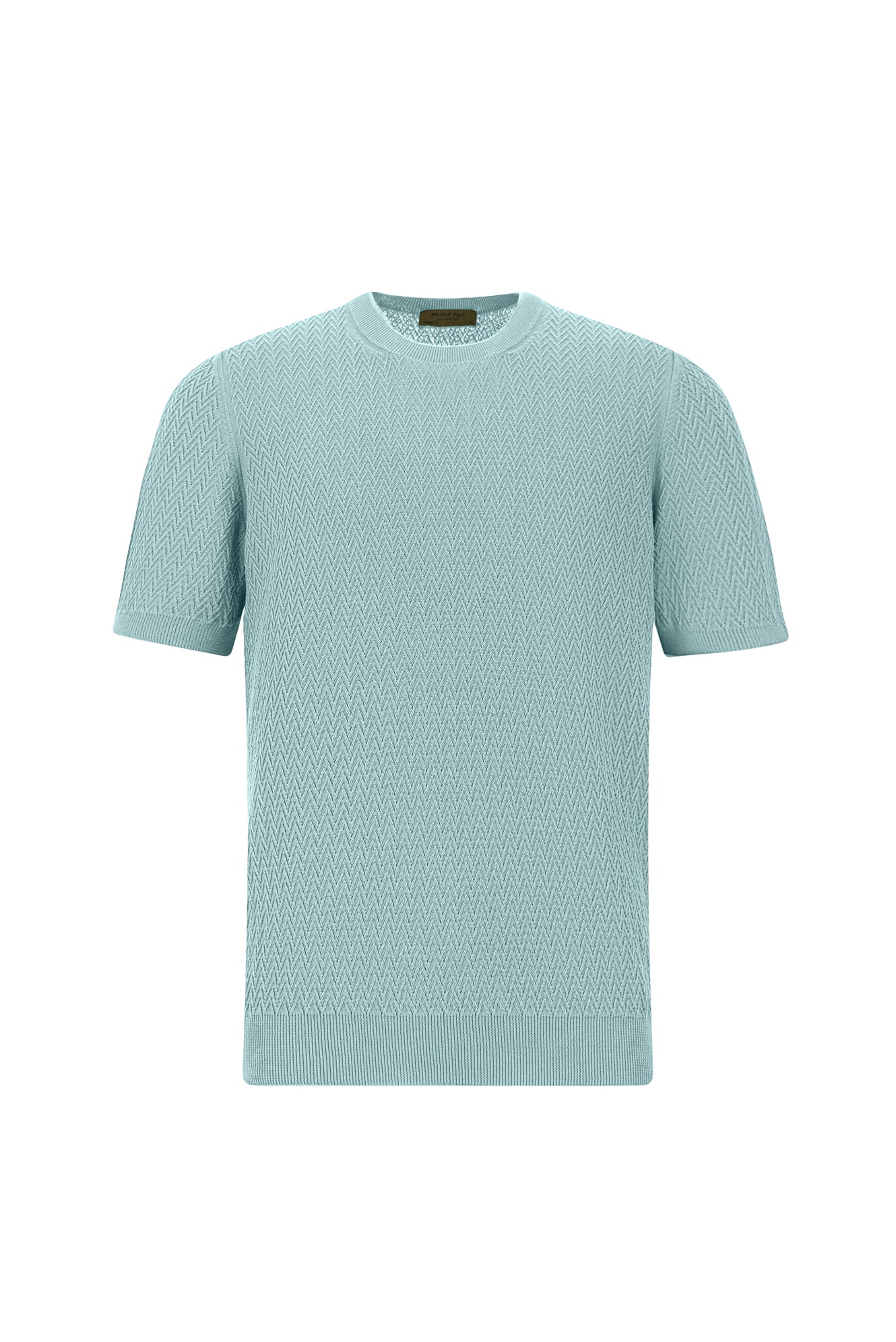 Mavi Bisiklet Yaka Regular Fit Desenli Pamuk İtalyan Triko T-shirt