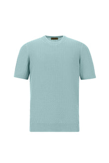 Mavi Bisiklet Yaka Regular Fit Desenli Pamuk İtalyan Triko T-shirt