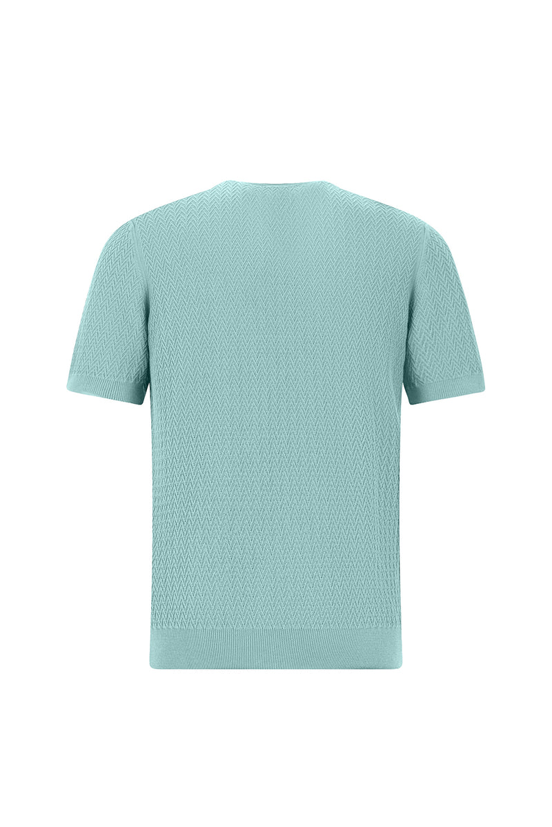 Mavi Bisiklet Yaka Regular Fit Desenli Pamuk İtalyan Örme T-shirt