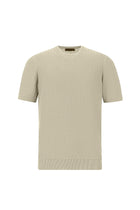 Orta Bej Bisiklet Yaka Regular Fit Desenli Pamuk İtalyan Triko T-shirt