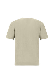 Orta Bej Bisiklet Yaka Regular Fit Desenli Pamuk İtalyan Triko T-shirt