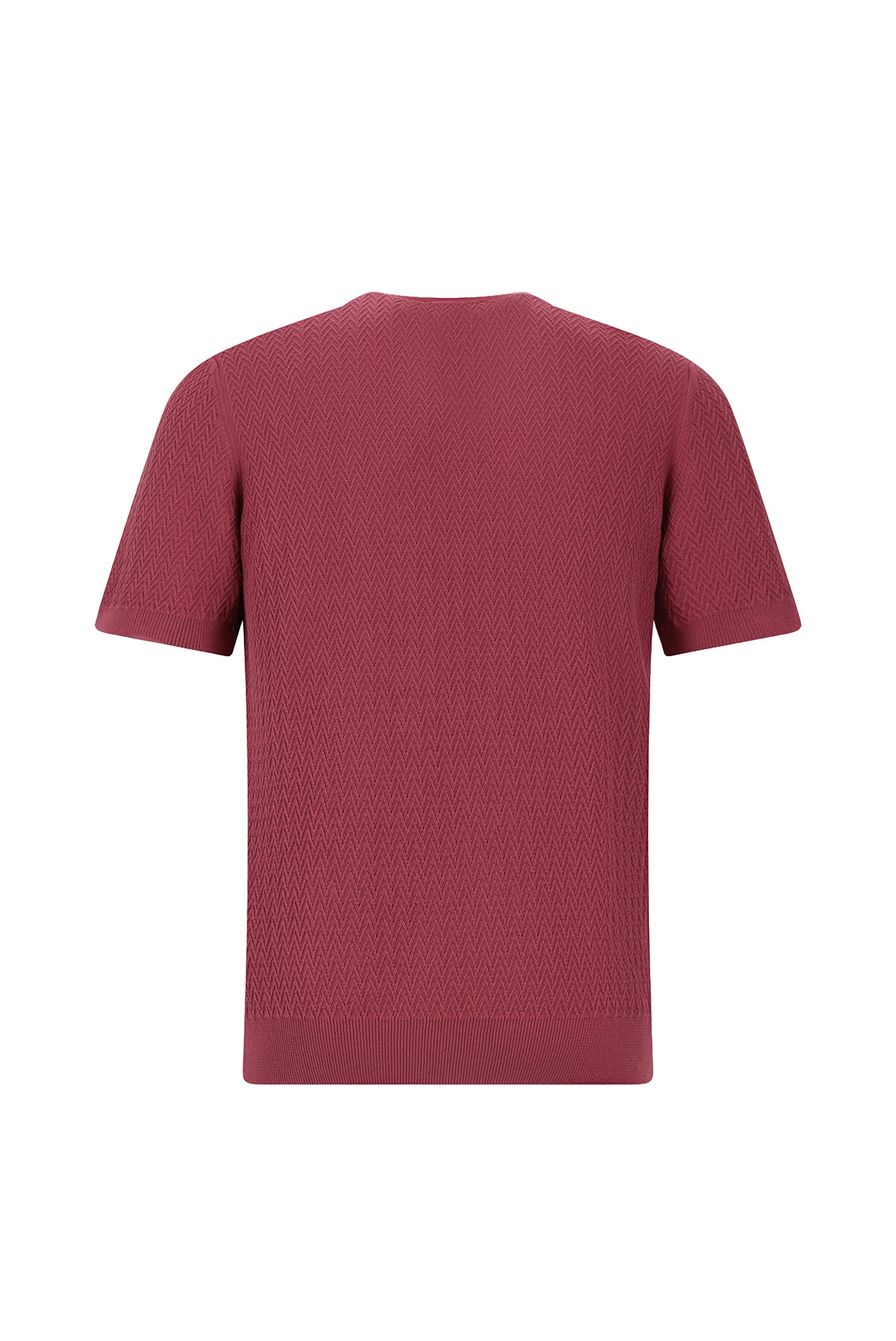 Koyu Bordo Bisiklet Yaka Regular Fit Desenli Pamuk İtalyan Triko T-shirt