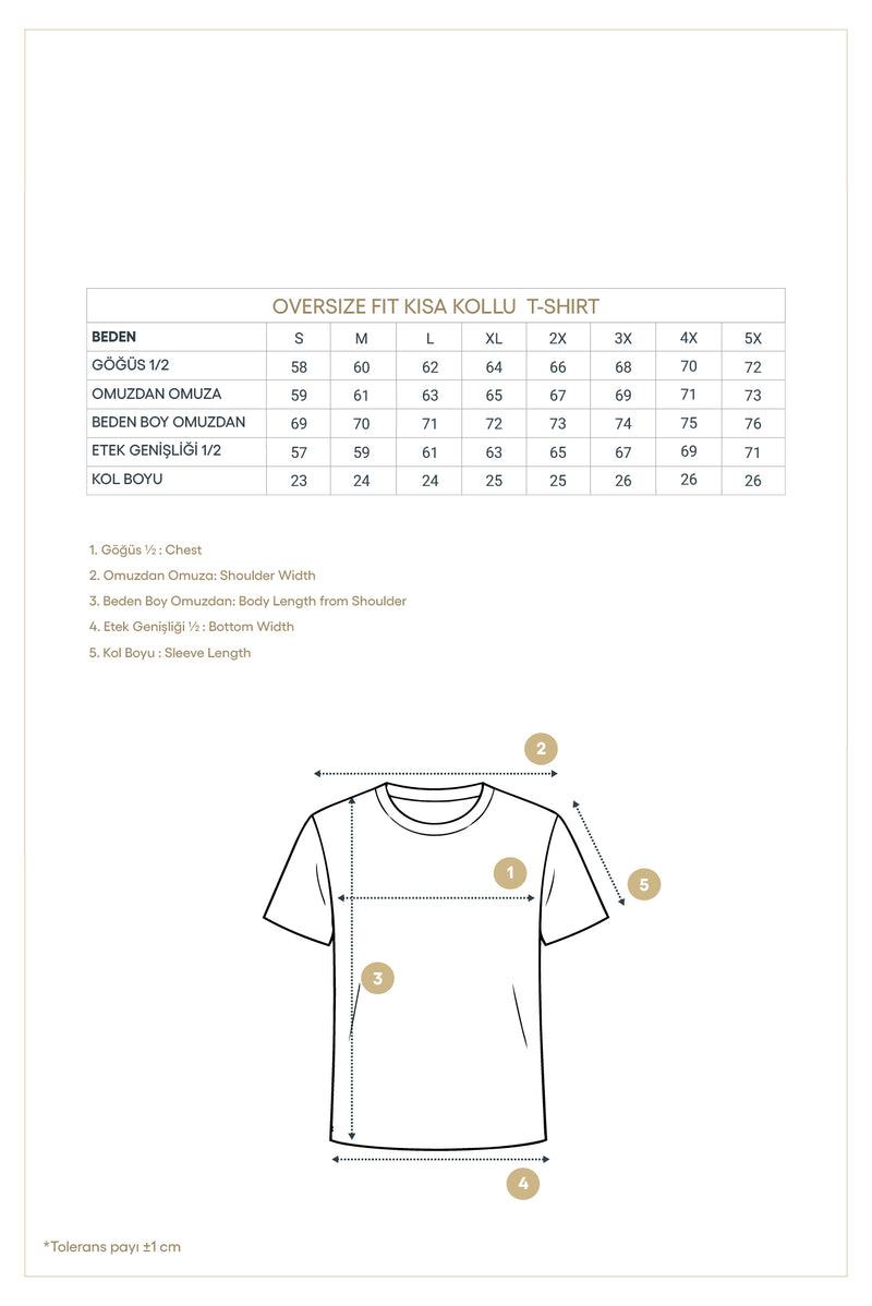 Koyu Lacivert Bisiklet Yaka Oversize Desenli Pamuk T-shirt