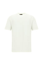 Kırık Beyaz Bisiklet Yaka Oversize Desenli Pamuk T-shirt