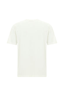 Kırık Beyaz Bisiklet Yaka Oversize Desenli Pamuk T-shirt