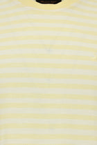 Açık Sarı Bisiklet Yaka Regular Fit Pamuk Nakışlı Çizgili T-shirt