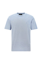 Mavi Bisiklet Yaka Regular Fit Nakışlı Pamuklu Keten Çizgili T-shirt