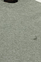 Açık Haki Bisiklet Yaka Regular Fit Nakışlı Pamuklu Keten Çizgili T-shirt