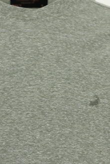 Açık Haki Bisiklet Yaka Regular Fit Nakışlı Pamuklu Keten Çizgili T-shirt