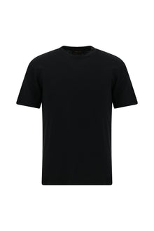 Siyah Bisiklet Yaka Slim Fit Dar Kesim Nak??l? Pamuklu Lyocell T-shirt-Abdullah Ki??l?