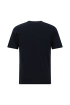 Koyu Lacivert Bisiklet Yaka Slim Fit Dar Kesim Nakışlı Pamuklu Lyocell T-shirt