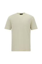 Açık Bej Bisiklet Yaka Slim Fit Dar Kesim Nakışlı Pamuklu Lyocell T-shirt
