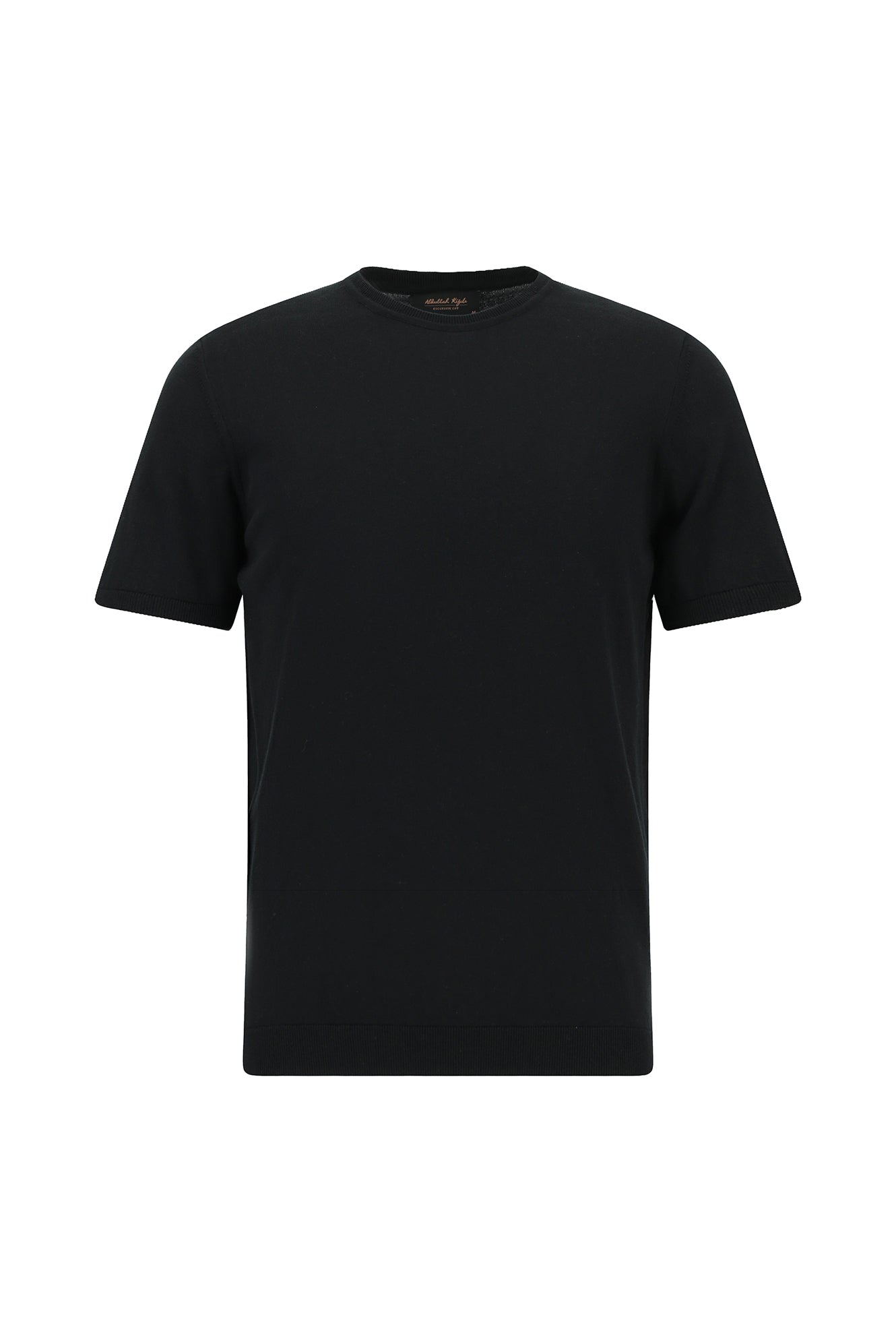 Siyah Bisiklet Yaka Slim Fit Dar Kesim Pamuklu Triko T-shirt