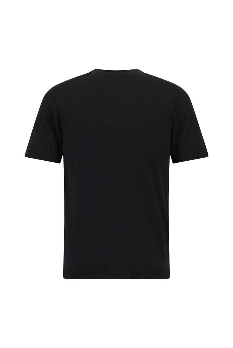 Siyah Bisiklet Yaka Slim Fit Dar Kesim Pamuklu Triko T-shirt