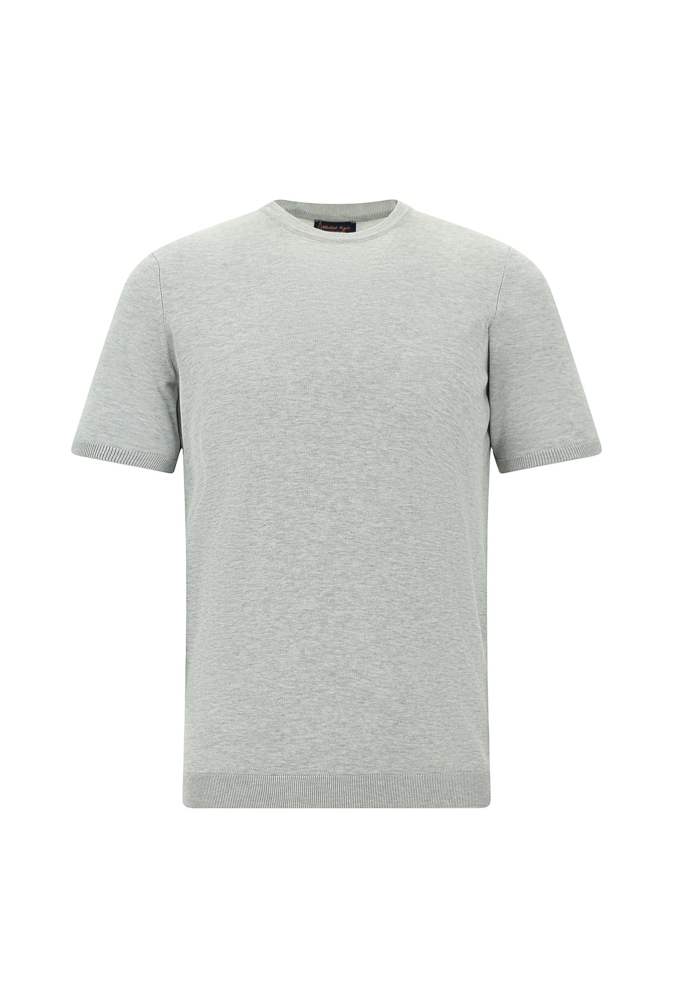 Orta Gri Melanj Bisiklet Yaka Slim Fit Dar Kesim Pamuklu T-shirt