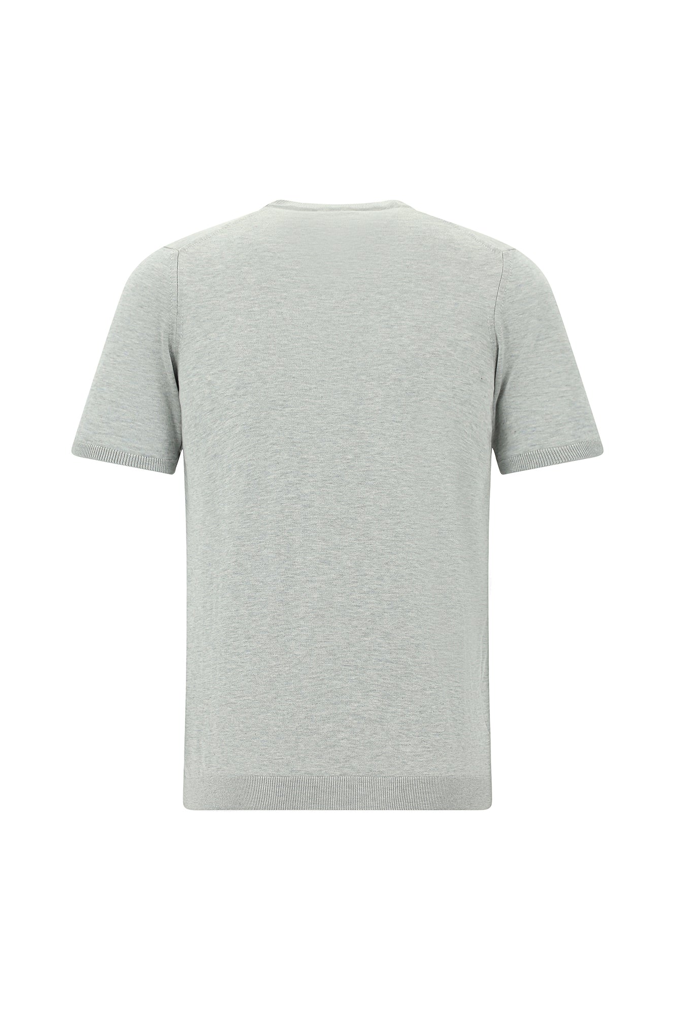 Orta Gri Melanj Bisiklet Yaka Slim Fit Dar Kesim Pamuklu T-shirt