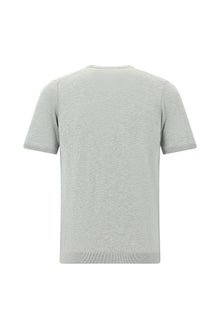 Orta Gri Melanj Bisiklet Yaka Slim Fit Dar Kesim Pamuklu T-shirt