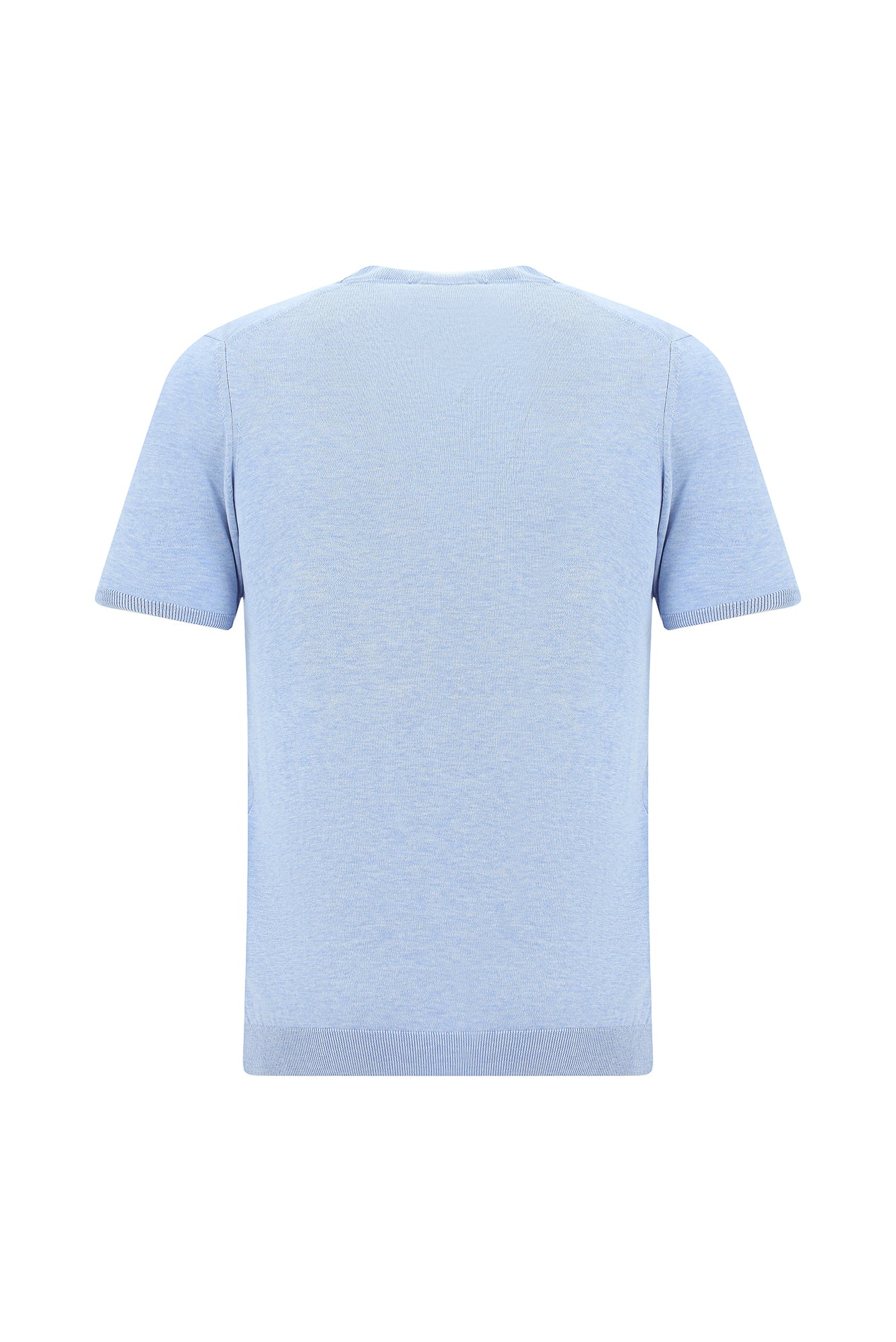 Açık Mavi Melanj Bisiklet Yaka Slim Fit Dar Kesim Pamuklu T-shirt