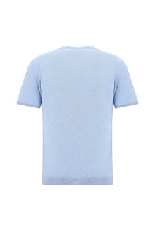 Açık Mavi Melanj Bisiklet Yaka Slim Fit Dar Kesim Pamuklu T-shirt