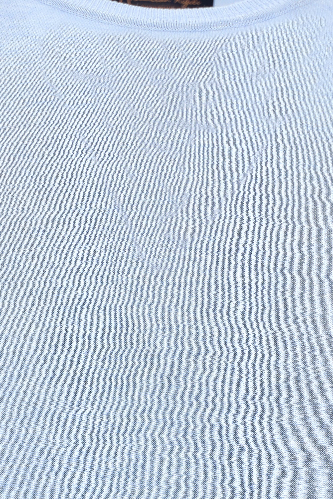 Açık Mavi Melanj Bisiklet Yaka Slim Fit Dar Kesim Pamuklu T-shirt