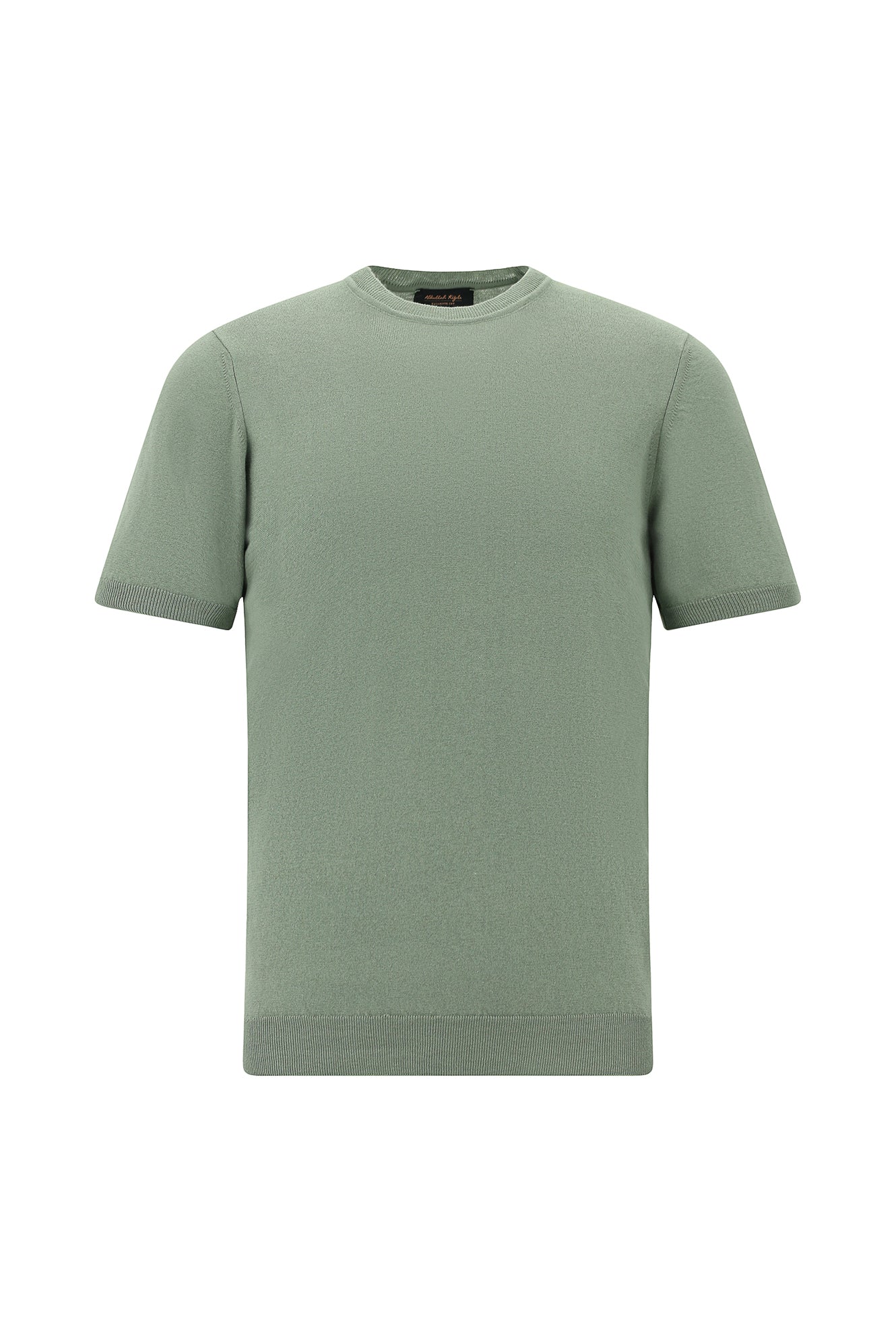 Küf Yeşili Bisiklet Yaka Slim Fit Dar Kesim Pamuklu T-shirt