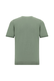 Küf Yeşili Bisiklet Yaka Slim Fit Dar Kesim Pamuklu T-shirt