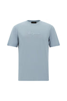 Havacı Mavi Bisiklet Yaka Slim Fit Dar Kesim Nakışlı T-shirt