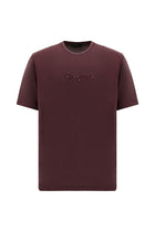 Aç?k Bordo Bisiklet Yaka Slim Fit Dar Kesim Nak??l? T-shirt-Abdullah Ki??l?