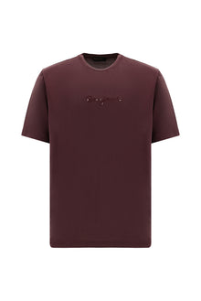 Aç?k Bordo Bisiklet Yaka Slim Fit Dar Kesim Nak??l? T-shirt-Abdullah Ki??l?