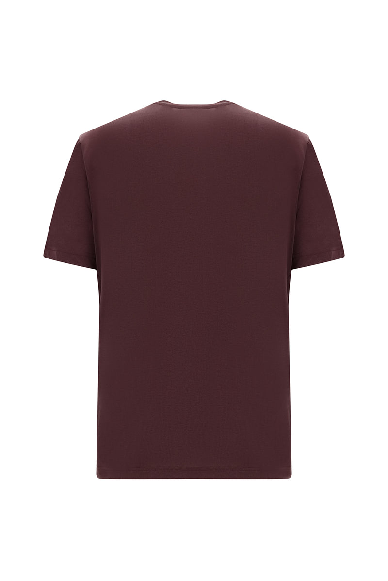 Açık Bordo Bisiklet Yaka Slim Fit Dar Kesim Nakışlı T-shirt