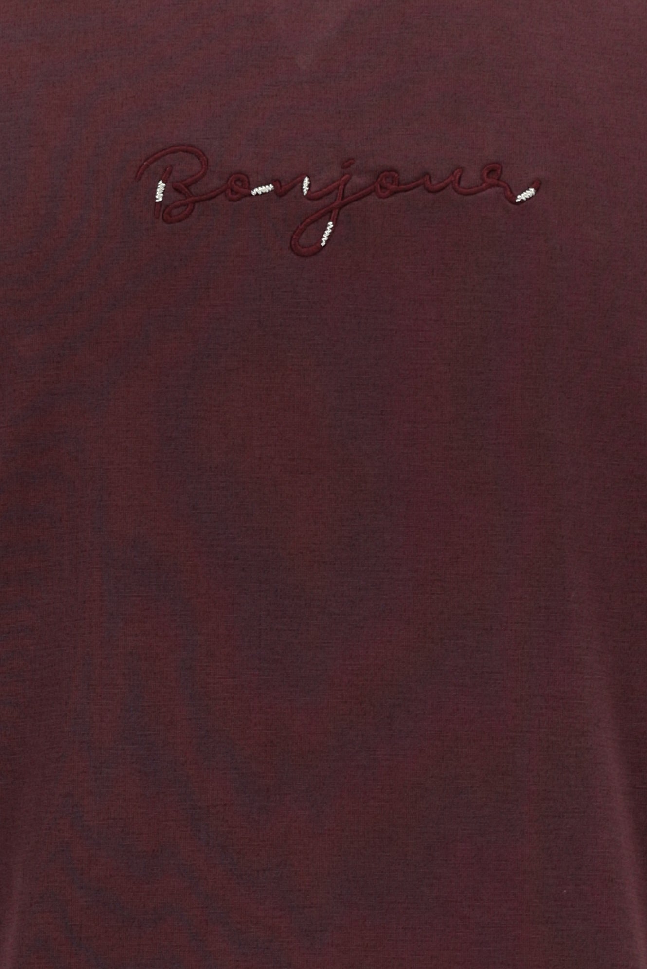 Açık Bordo Bisiklet Yaka Slim Fit Dar Kesim Nakışlı T-shirt