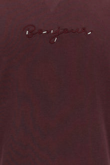 Açık Bordo Bisiklet Yaka Slim Fit Dar Kesim Nakışlı T-shirt