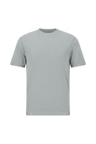 Orta Gri Bisiklet Yaka Slim Fit Dar Kesim Nakışlı Merserize Pamuk Triko T-shirt