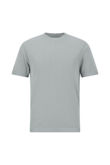 Orta Gri Bisiklet Yaka Slim Fit Dar Kesim Nakışlı Merserize Pamuk Triko T-shirt