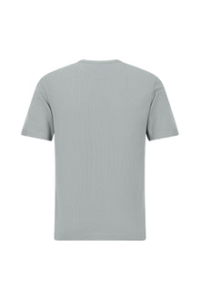 Orta Gri Bisiklet Yaka Slim Fit Dar Kesim Nakışlı Merserize Pamuk Triko T-shirt