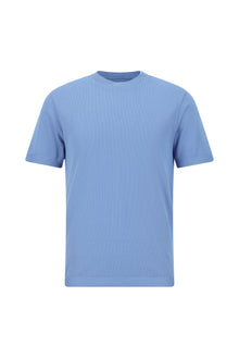 Mavi Bisiklet Yaka Slim Fit Dar Kesim Nakışlı Merserize Pamuk Triko T-shirt