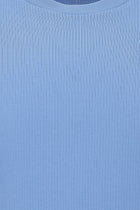 Mavi Bisiklet Yaka Slim Fit Dar Kesim Nakışlı Merserize Pamuk Triko T-shirt