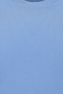 Mavi Bisiklet Yaka Slim Fit Dar Kesim Nakışlı Merserize Pamuk Triko T-shirt