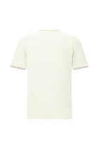 Kırık Beyaz Bisiklet Yaka Slim Fit Dar Kesim Desenli Merserize Pamuk T-shirt