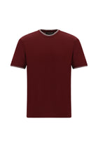Koyu Bordo Bisiklet Yaka Slim Fit Dar Kesim Desenli Merserize Pamuk T-shirt