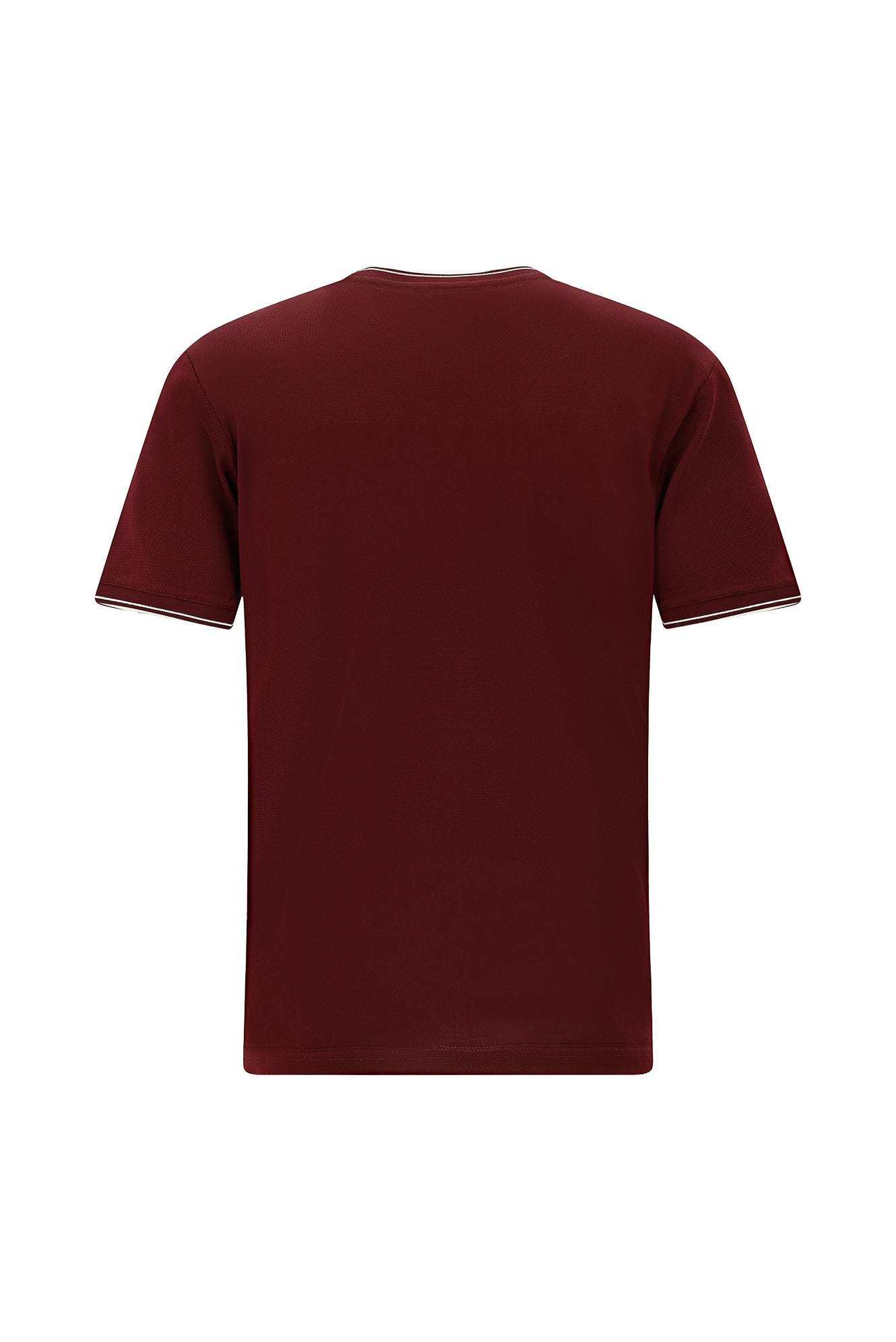 Koyu Bordo Bisiklet Yaka Slim Fit Dar Kesim Desenli Merserize Pamuk T-shirt