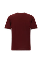 Koyu Bordo Bisiklet Yaka Slim Fit Dar Kesim Desenli Merserize Pamuk T-shirt
